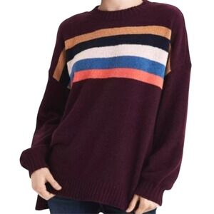 American Eagle Burgundy Striped Chenille Oversized Sweater Size XS/S